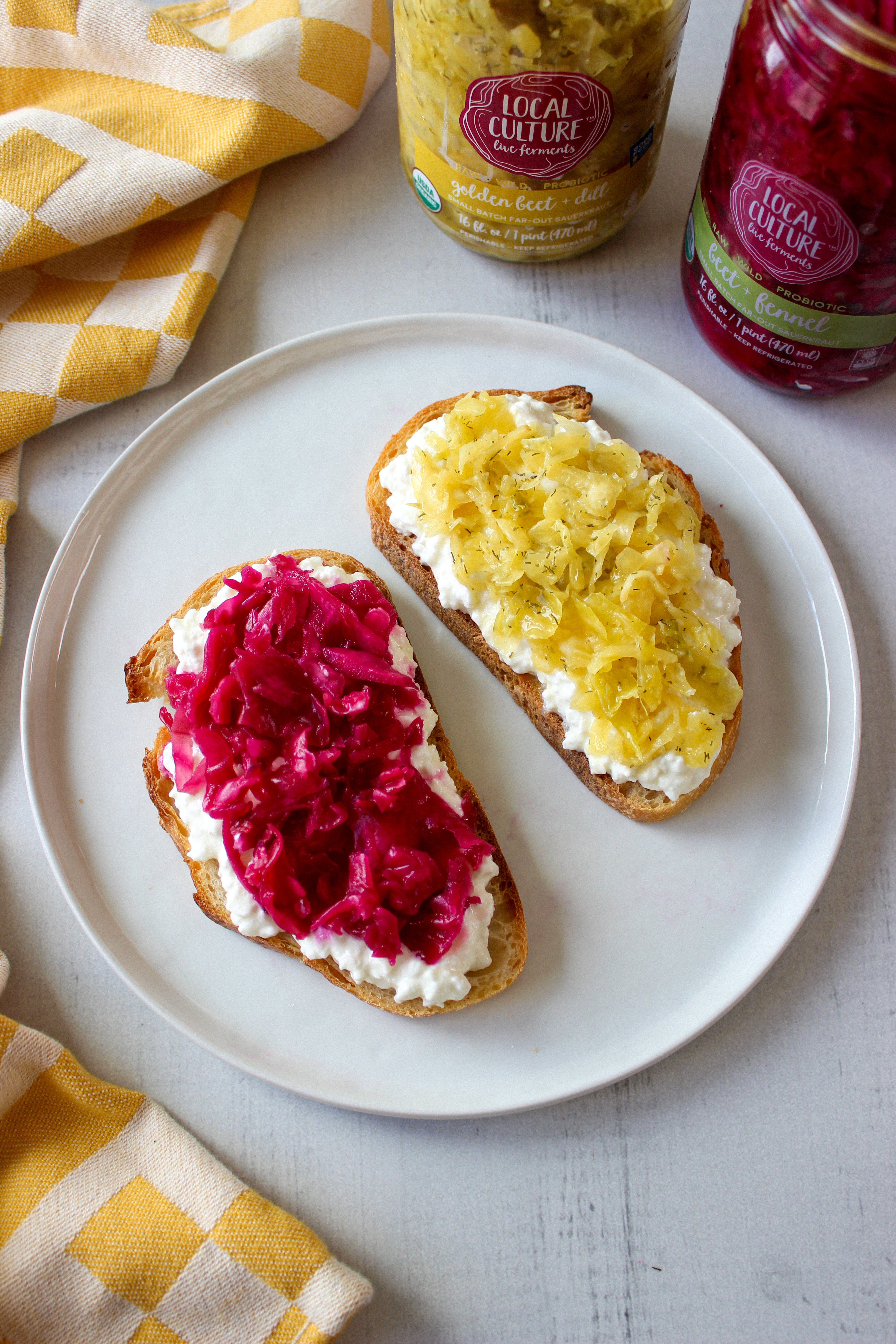 Fermented kraut toast close-up